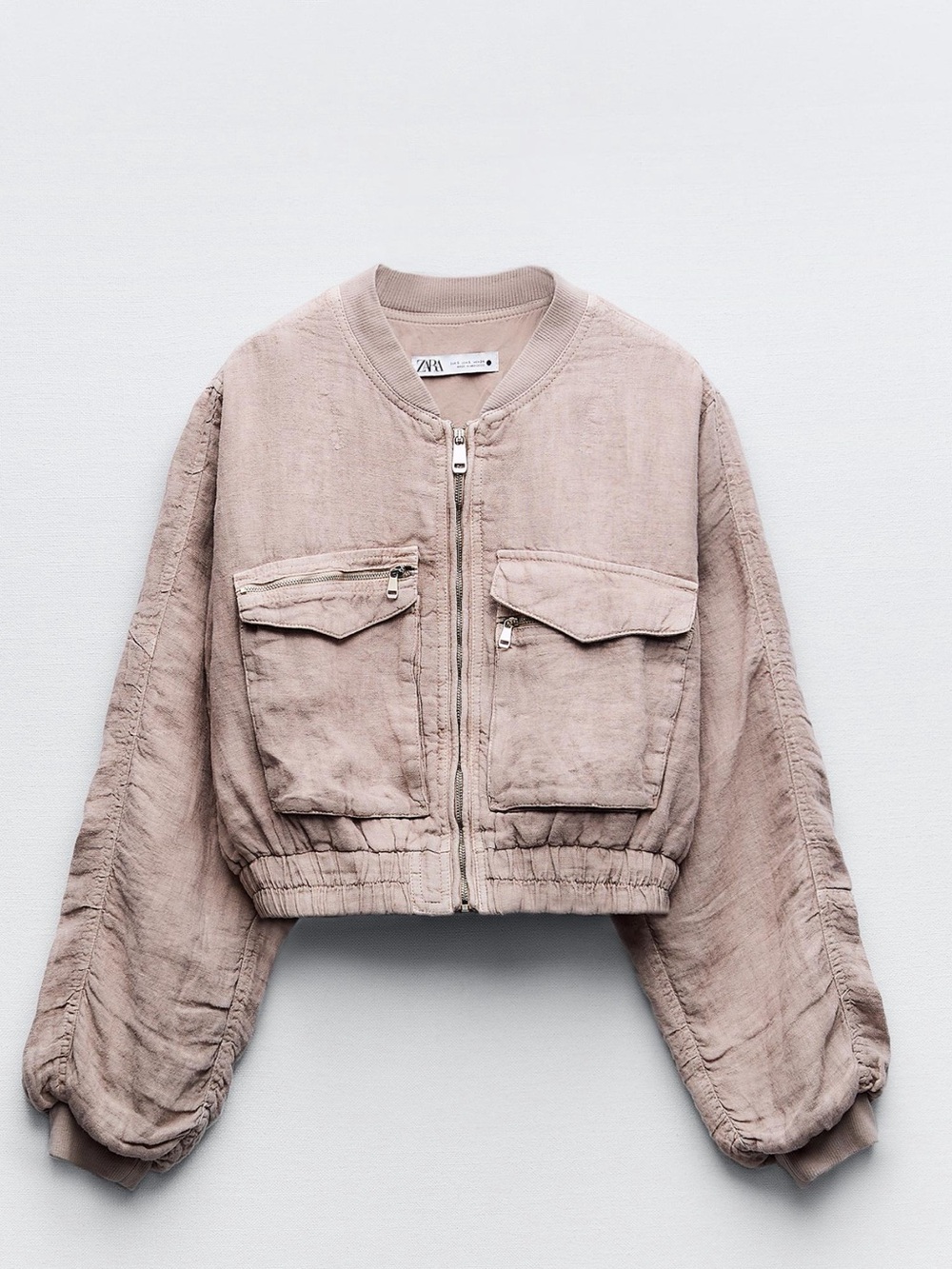Zara Cropped Blush Bomber Jacket